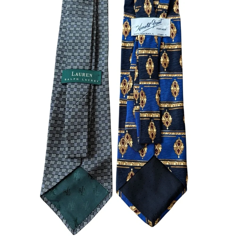Vintage Ralph Lauren and Harold Grant Tie Silk Classic Style